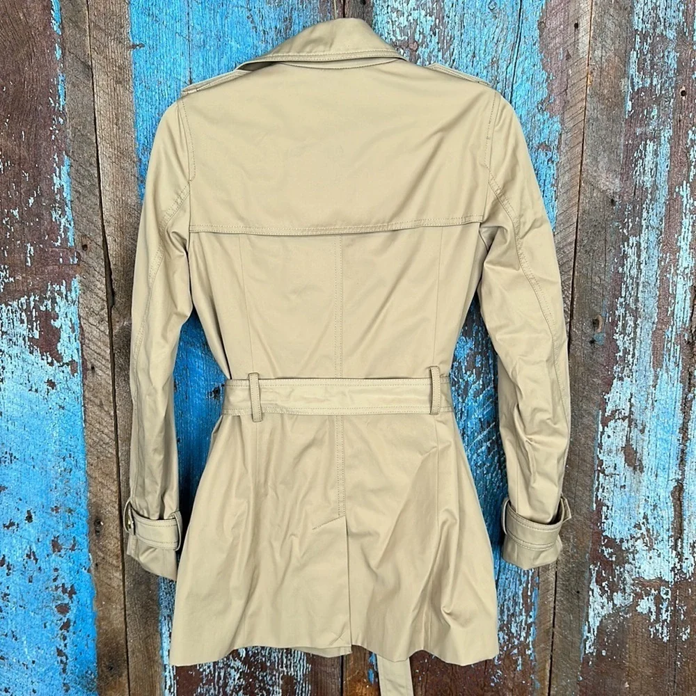MICHAEL Michael Kors Tan Belted Front-Zip Trench Coat Size XS